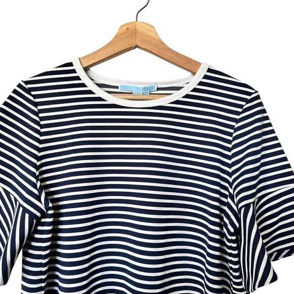 NWT Draper James M Blue Sailor Stripe Ruffle Sleeves Ponte Top Preppy - Picture 6 of 8